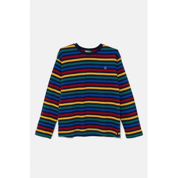 United Colors of Benetton longsleeve din bumbac pentru copii culoarea albastru marin, modelator, 3GZ3C10JW