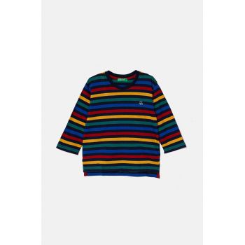 United Colors of Benetton longsleeve din bumbac pentru copii culoarea albastru marin, modelator, 3GZ3G10F1