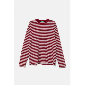 United Colors of Benetton longsleeve din bumbac pentru copii culoarea bordo, modelator, 3GZ3C10JW