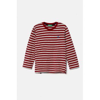 United Colors of Benetton longsleeve din bumbac pentru copii culoarea bordo, modelator, 3GZ3G10F1