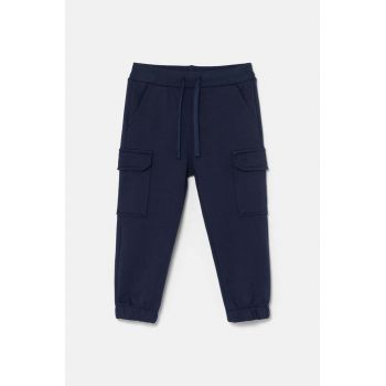 United Colors of Benetton pantaloni de bumbac pentru copii culoarea albastru marin, melanj, 3FWYGF045