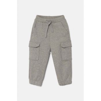 United Colors of Benetton pantaloni de bumbac pentru copii culoarea gri, melanj, 3FWYGF045