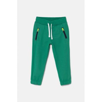 United Colors of Benetton pantaloni de trening pentru copii culoarea verde, neted, 330SGF03Z