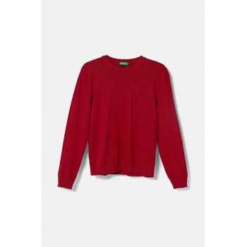 United Colors of Benetton pulover de bumbac pentru copii culoarea bordo, light, 1294C106Y