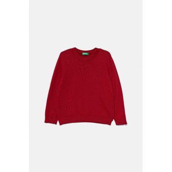 United Colors of Benetton pulover de bumbac pentru copii culoarea bordo, light, 1294G100P