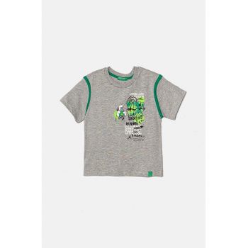 United Colors of Benetton tricou de bumbac pentru copii culoarea gri, cu imprimeu, 3I1XG10FC