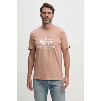 Alpha Industries tricou din bumbac barbati, culoarea portocaliu, cu imprimeu