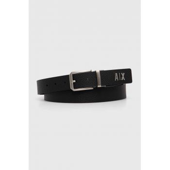 Armani Exchange curea de piele cu doua fete barbati, culoarea negru, 951411 4F891