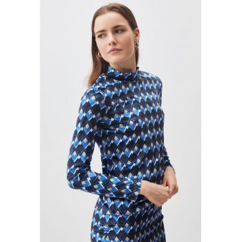 Bluza de catifea cu imprimeu geometric