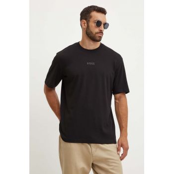 Boss Green tricou din bumbac barbati, culoarea negru, cu imprimeu, 50519368