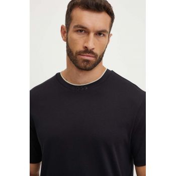 Boss Green tricou din bumbac barbati, culoarea negru, neted, 50519354