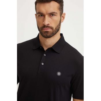 BOSS polo de bumbac culoarea negru, neted, 50520297