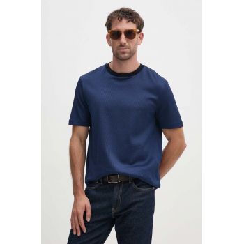 BOSS tricou din bumbac barbati, culoarea albastru marin, melanj, 50518539