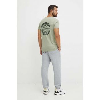 Columbia tricou din bumbac barbati, culoarea verde, cu imprimeu