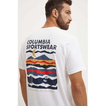 Columbia tricou din bumbac culoarea alb, modelator