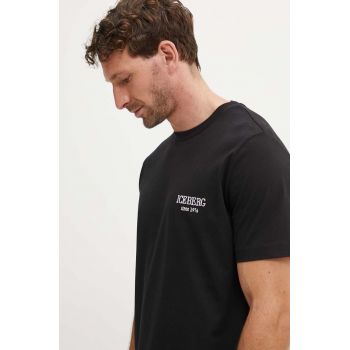 Iceberg tricou din bumbac barbati, culoarea negru, cu imprimeu