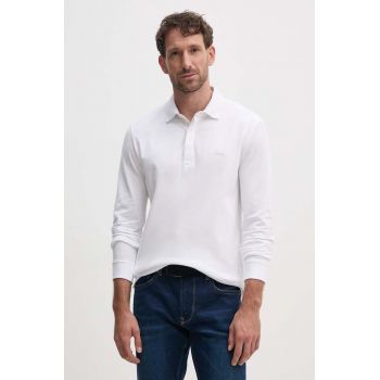 Lacoste longsleeve barbati, culoarea alb, neted, PH2481