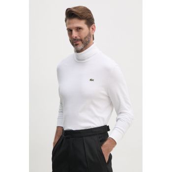 Lacoste longsleeve din bumbac culoarea alb, neted, UH2828