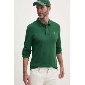 Lacoste longsleeve din bumbac culoarea verde, neted, PH4013