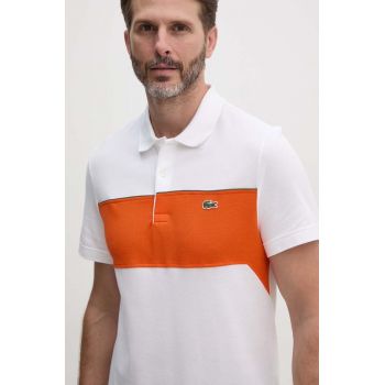 Lacoste polo de bumbac culoarea alb, modelator, PH2847