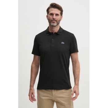 Lacoste tricou polo barbati, culoarea negru, neted, DH5522