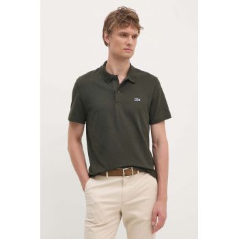 Lacoste tricou polo barbati, culoarea verde, neted, DH5522