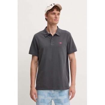 Levi's polo de bumbac culoarea gri, neted, 35883