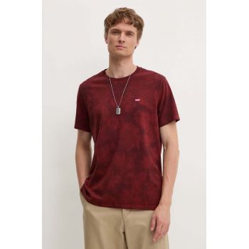 Levi's tricou din bumbac barbati, culoarea bordo, neted