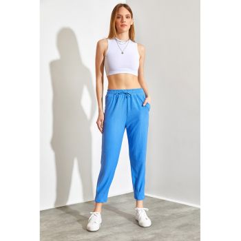 Pantaloni de trening crop cu talie inalta