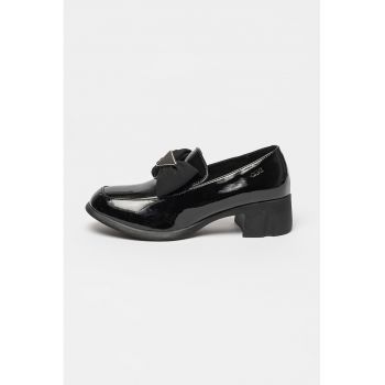 Pantofi loafer de piele cu toc masiv