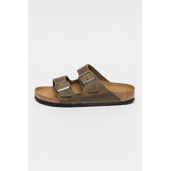 Papuci narrow fit unisex de piele Arizona