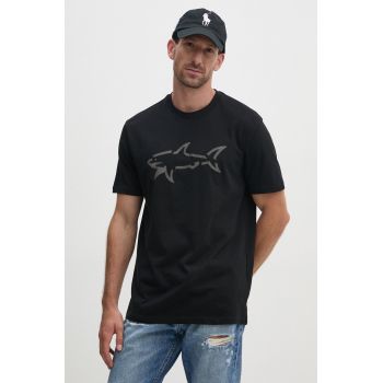 Paul&Shark tricou din bumbac barbati, culoarea negru, cu imprimeu, 14311653