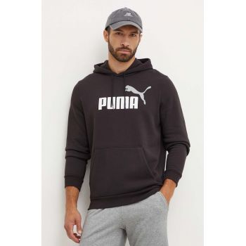 Puma bluza barbati, culoarea negru, cu glugă, cu imprimeu