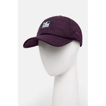 Puma sapca Classics Graphic Dad Cap culoarea violet, cu imprimeu, 025490