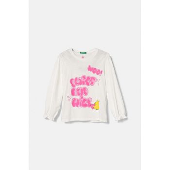 United Colors of Benetton longsleeve din bumbac pentru copii culoarea alb, 3I1XG10FA