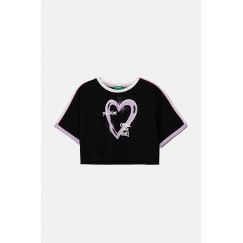 United Colors of Benetton tricou de bumbac pentru copii culoarea negru, 3I1XC10JV