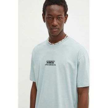 Vans tricou din bumbac barbati, culoarea turcoaz, cu imprimeu, VN000HFFM8I1