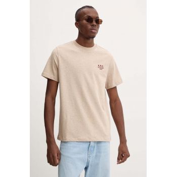 A.P.C. tricou din bumbac standard rue madame GOTS culoarea bej, cu imprimeu, COHBU.M26388