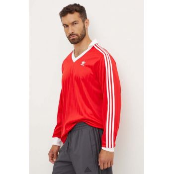 adidas Originals longsleeve Adicolor Piqué Football Long Sleeve barbati, culoarea rosu, cu imprimeu, IX5226