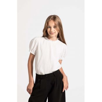 Coccodrillo bluza de bumbac pentru copii culoarea alb, neted, BACK TO SCHOOL GIRL