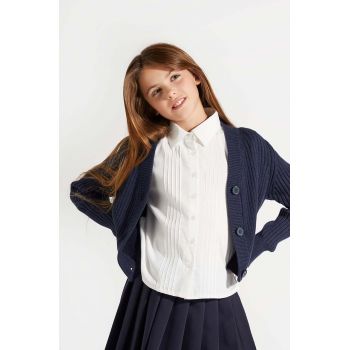 Coccodrillo camasa de bumbac pentru copii culoarea alb, BACK TO SCHOOL GIRL