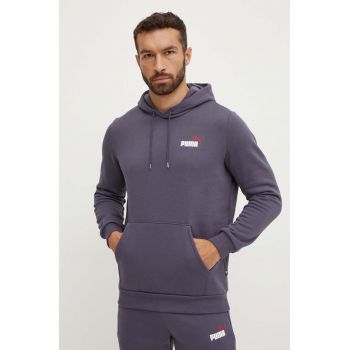 Puma bluza barbati, culoarea gri, cu glugă, cu imprimeu, 674471