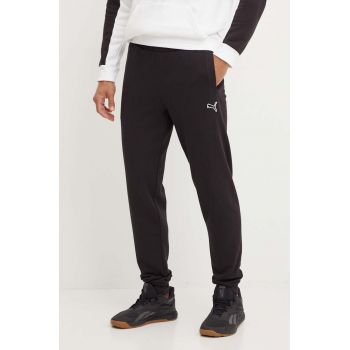 Puma pantaloni de trening din bumbac culoarea negru, neted, 676816