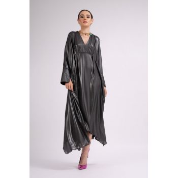 Rochie maxi negru metalizat