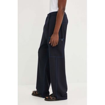 Sunnei pantaloni din lana culoarea albastru marin, drept, RTWMBOT007