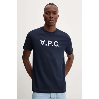 A.P.C. tricou din bumbac t-shirt standard grand vpc GOTS culoarea albastru marin, cu imprimeu, COHBM.M26384