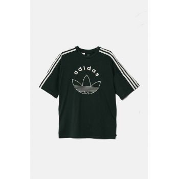 adidas Originals tricou de bumbac pentru copii TEE culoarea verde, cu imprimeu, IY9545