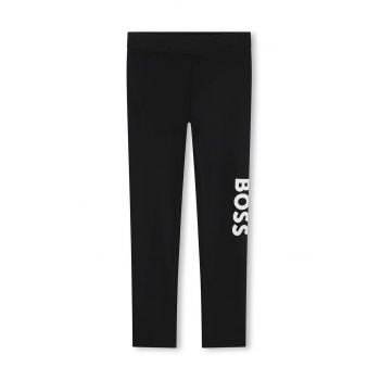 BOSS leggins copii culoarea negru, cu imprimeu, J51100