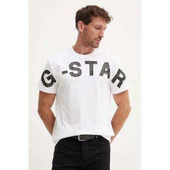 G-Star Raw tricou din bumbac barbati, culoarea alb, cu imprimeu, D25533-C336