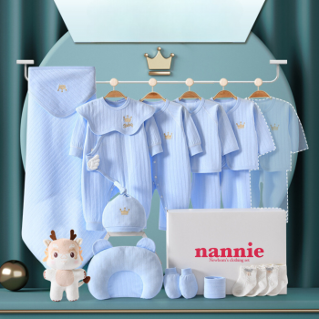 Hăinuțe Cadou Bebe Set Blue S 18 Piese Crown - 0-3 luni